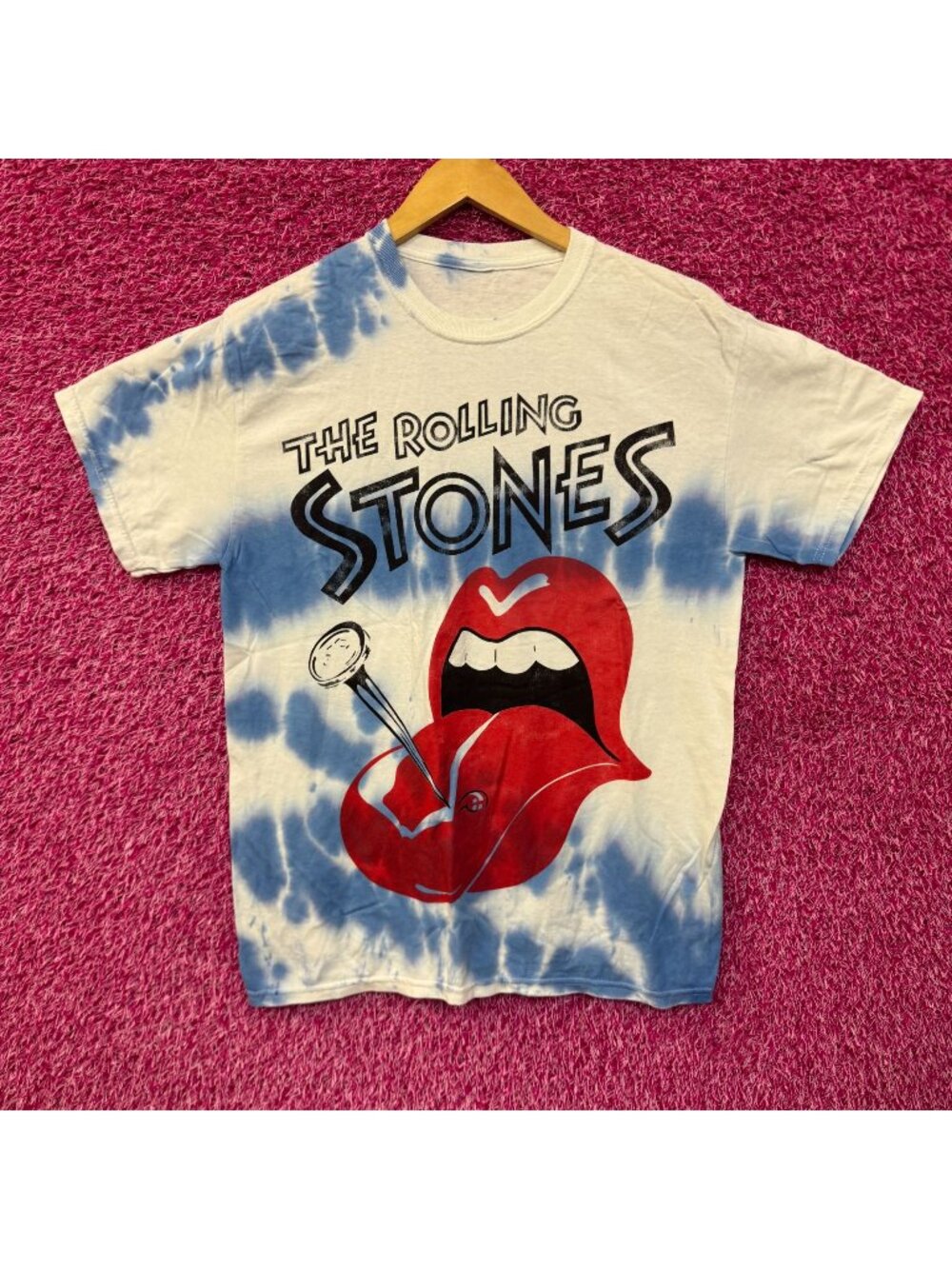 The Rolling Stones Nailed Tongue Hot Lips Rock Tie Dye M